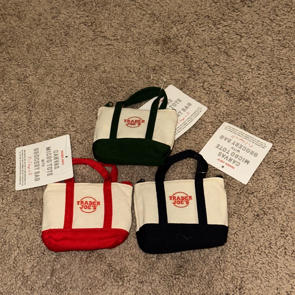 Trader Joe's Mini Tote Bag Set - Red, Green, Blue